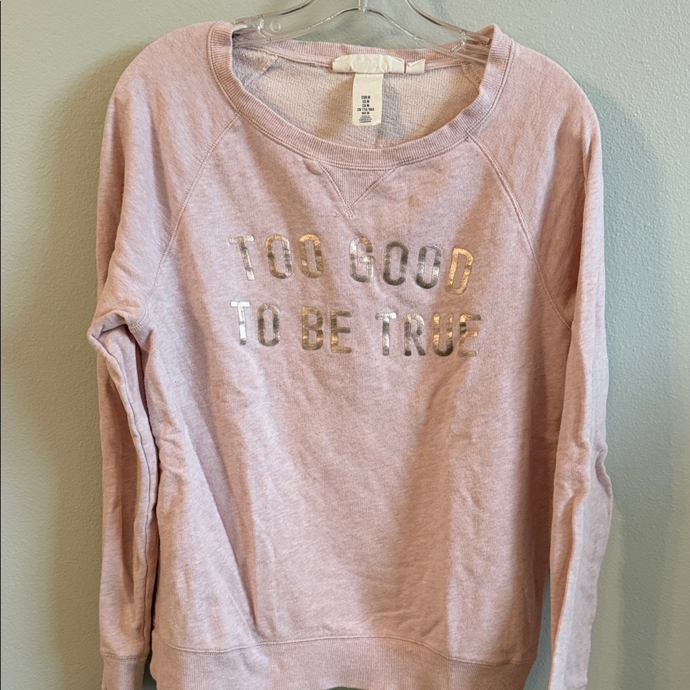 Women's Light Pink Sweatshirt with Metallic Print